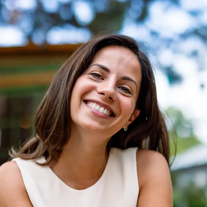 mature woman smiling brightly